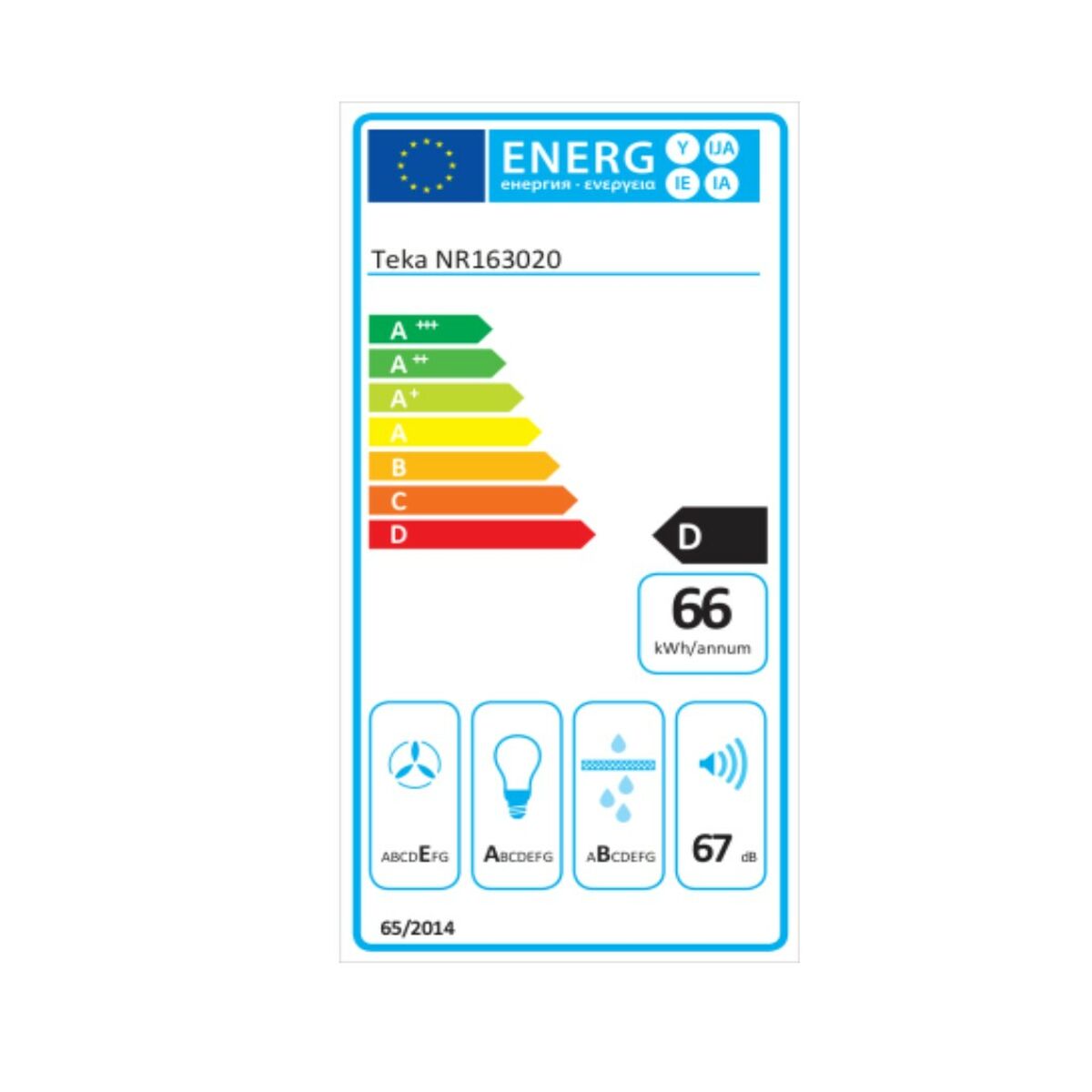 Дәстүрлі Тека NR163020 интеграцияланған 121 W 310 m3/h D ақ-2