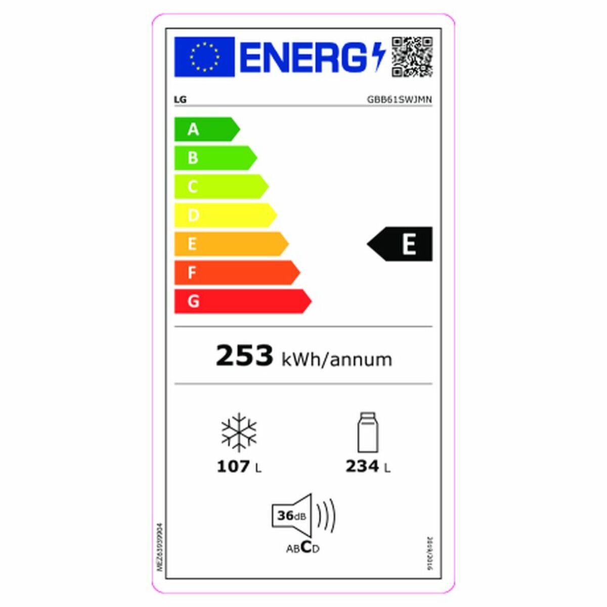 Комбинированный холодильник LG GBB61SWJMN Белый (186 x 60 cm)-3