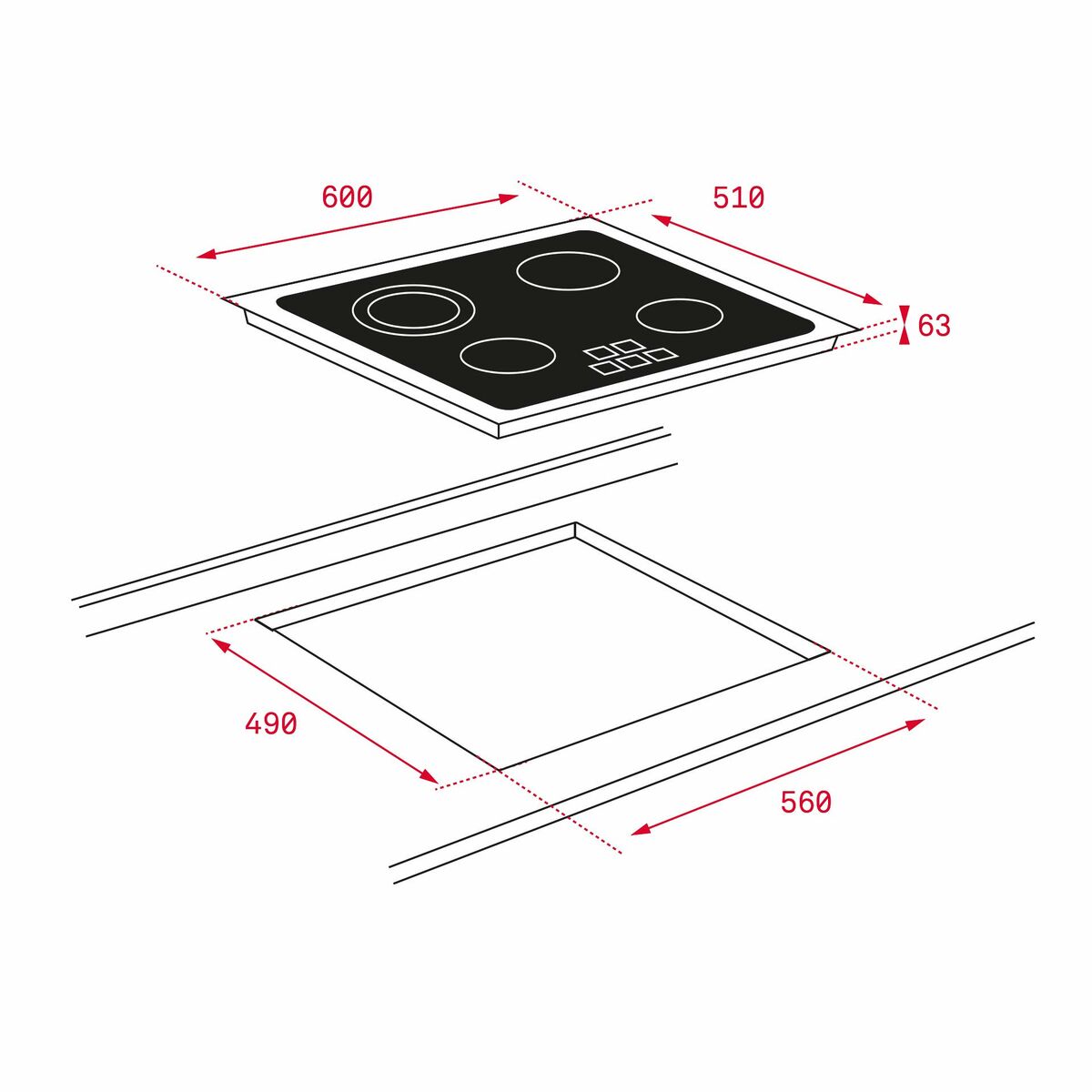 Стеклокерамическая панель Teka TB 6415 60 cm 6300 W-2