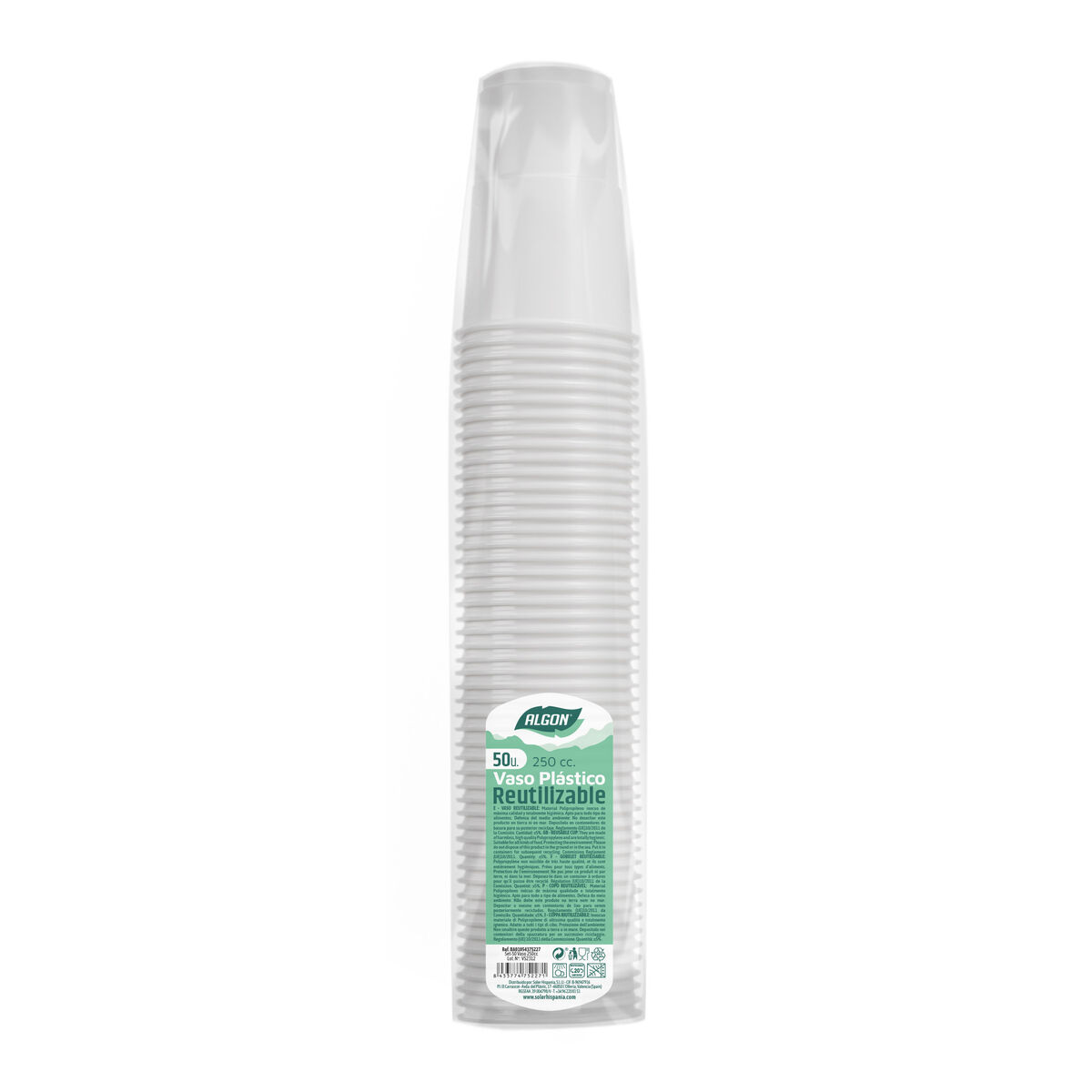 Набор многоразовых чашек Algon Белый 250 ml 50 штук-2