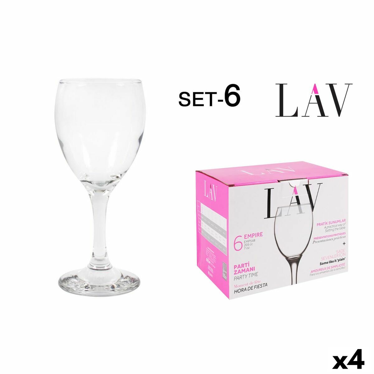 ワイングラスセットLAVホワイト200ml 6アイテム(4個)
