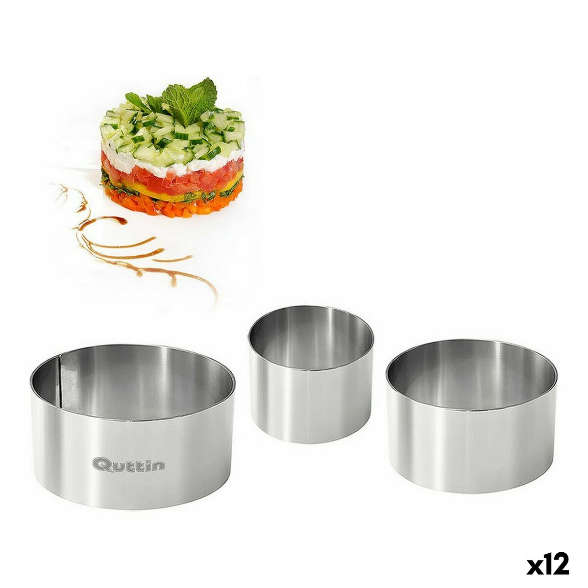 Quttin нысандары Тот баспайтын болат Күміс 10 x 10 x 5 cm (12 дана) (3 pcs)