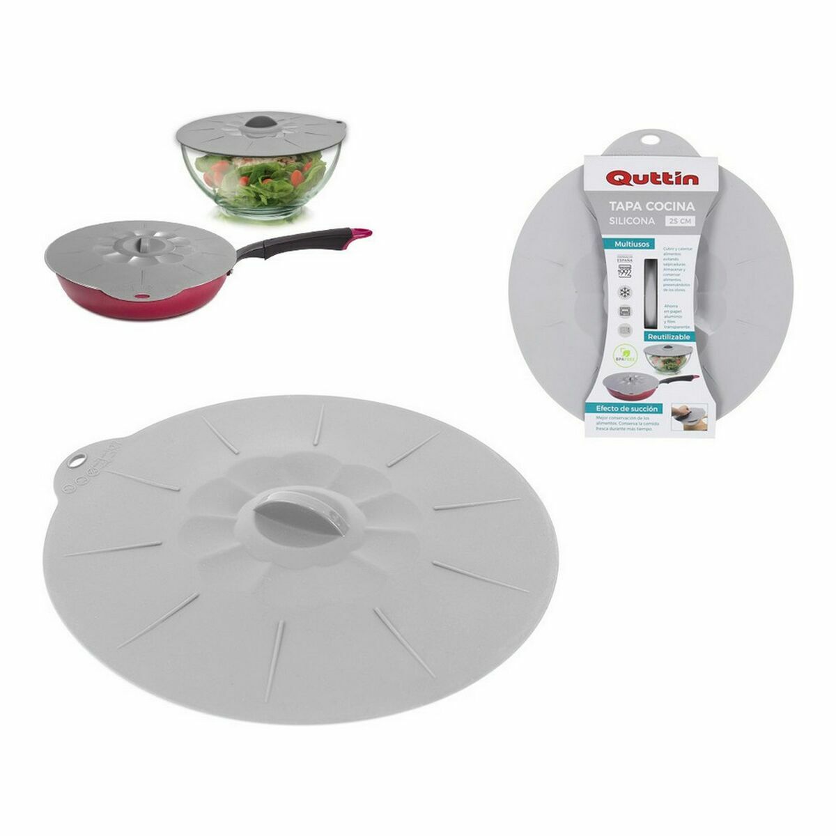 Pan lid Quttin Silicone 25 x 24 x 2 cm-2