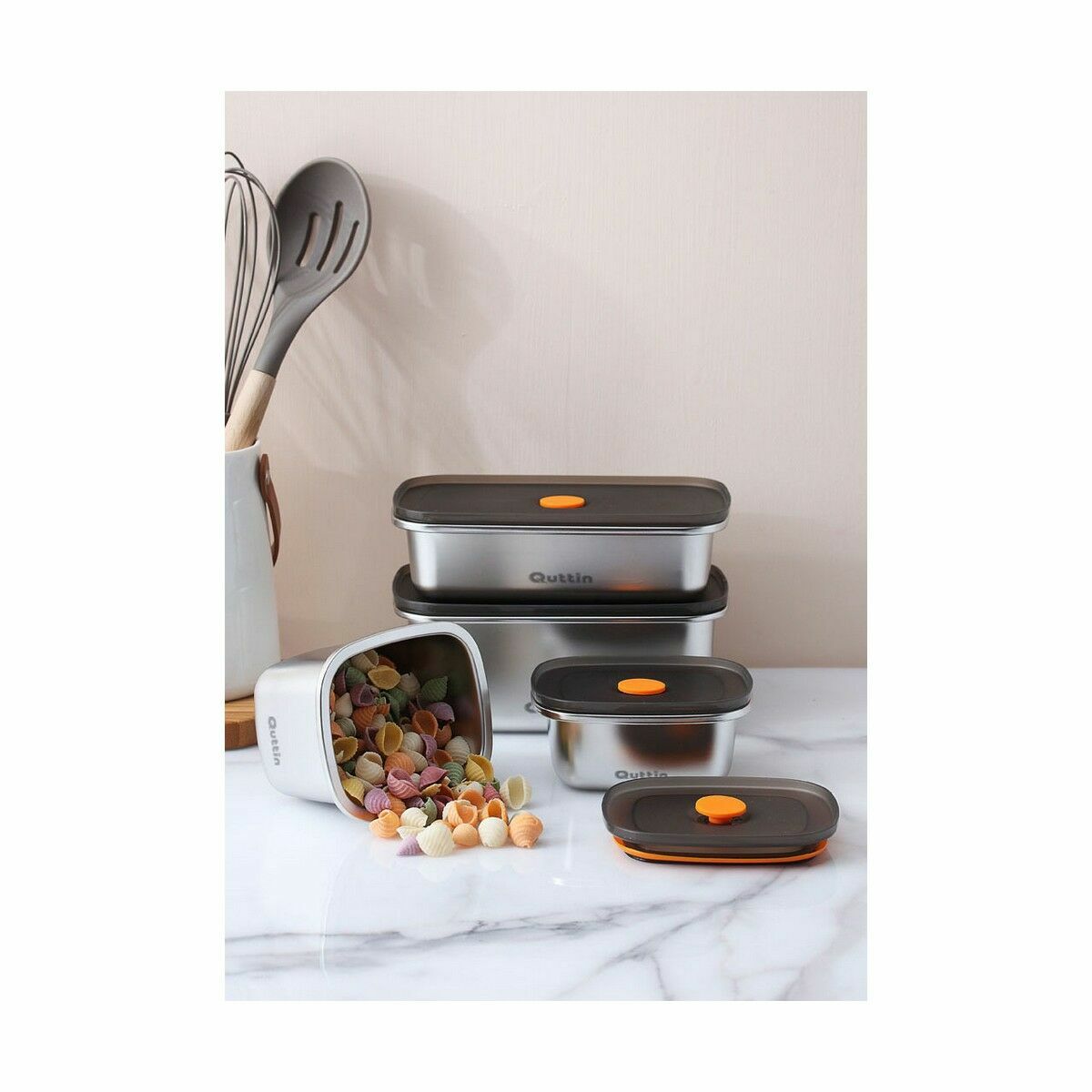 Герметичная коробочка для завтрака Quttin 450 ml Нержавеющая сталь Прямоугольный 11,6 x 9,4 x 7 cm (12 штук)-3