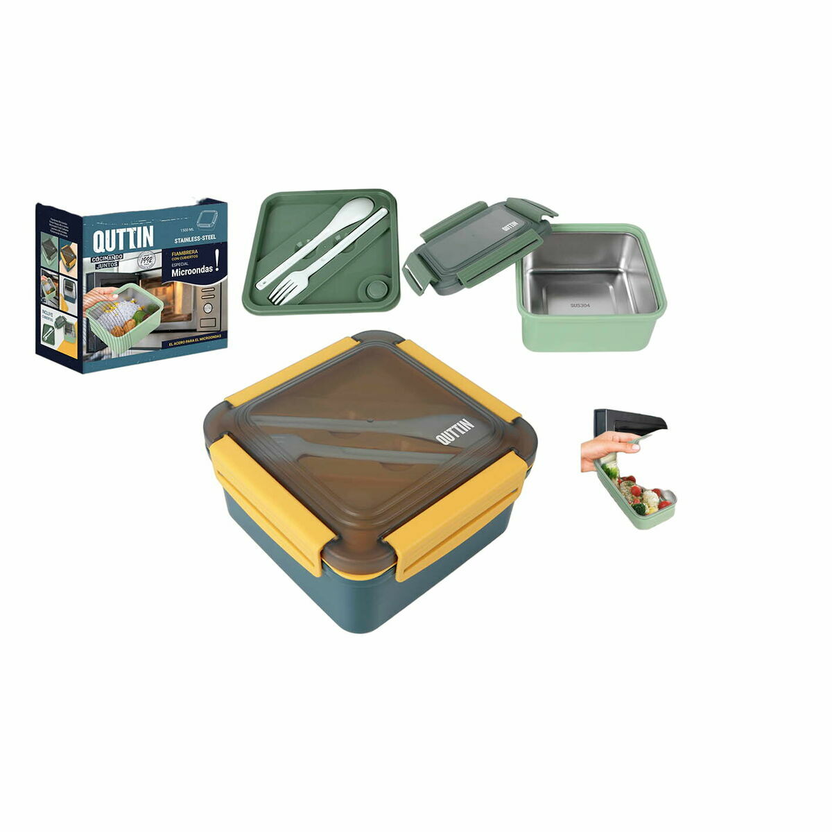 Судок Quttin Нержавеющая сталь 1,5 L 18 x 10 x 18 cm (6 штук)-2
