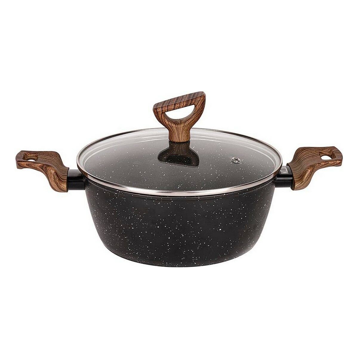 Pan with lid Quttin Ecological Black Forged Aluminum 25 x 40 cm (4 pieces)-2