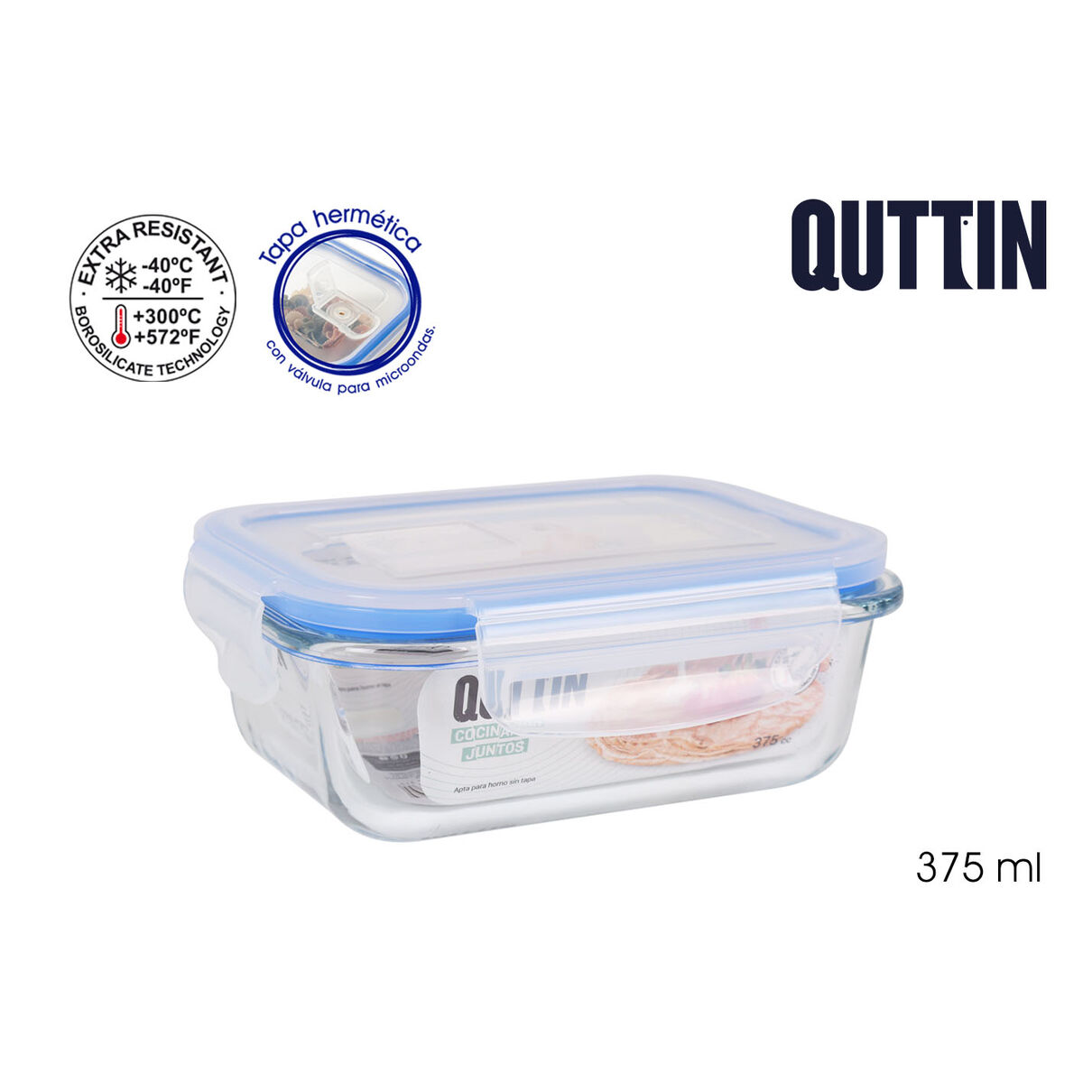 Sealed breakfast box Quttin Rectangular 375 ml (12 pieces)-2