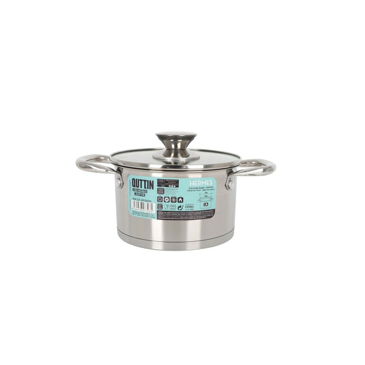 Quttin Hermes Glass Lid Pot Steel 1.8 L (6 pieces)-2