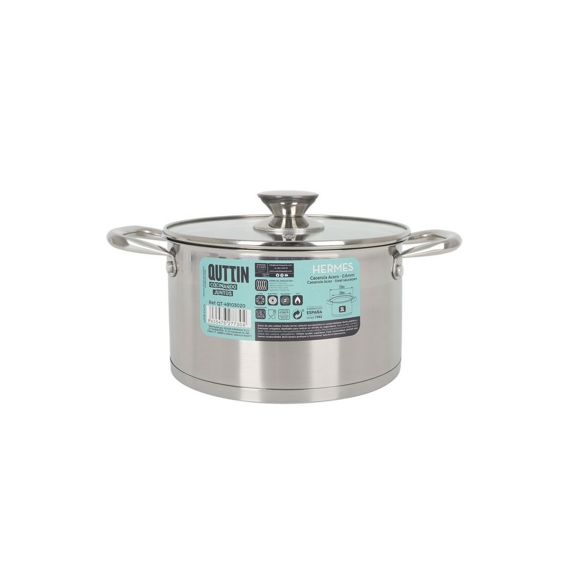 Quttin Hermes Glass Lid Pot Steel 3 L (4 pieces)-2