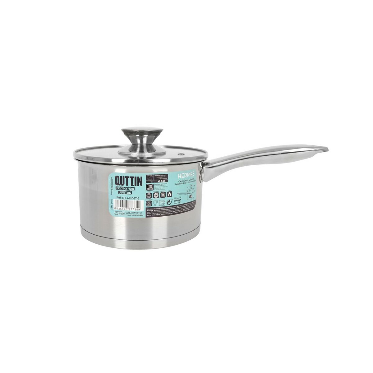 Bucket with cover Quttin Hermes 1.8 L Steel (8 pieces)-2