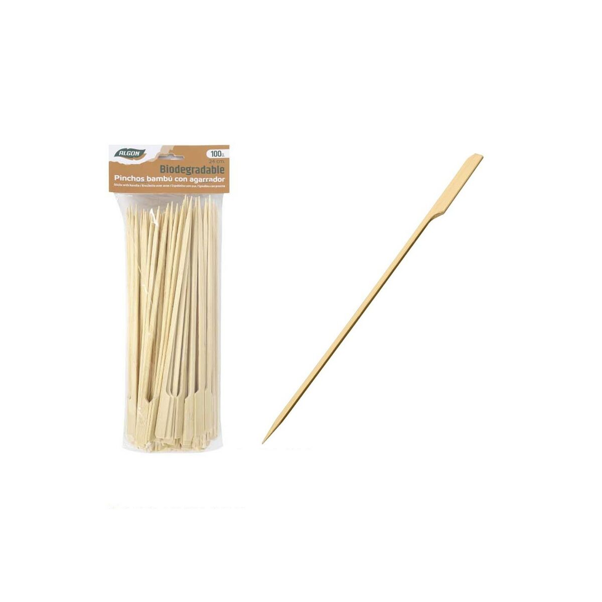 Algon Bamboo Barbecue Skewer Set 100 Items 24cm (12 pieces)-2