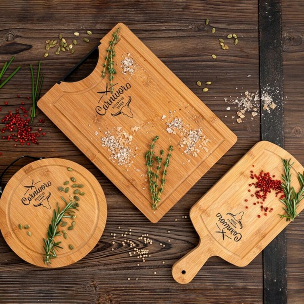 Разделочная доска Quid Carnivoro Коричневый Деревянный Сталь 35 x 16 x 2 cm-2