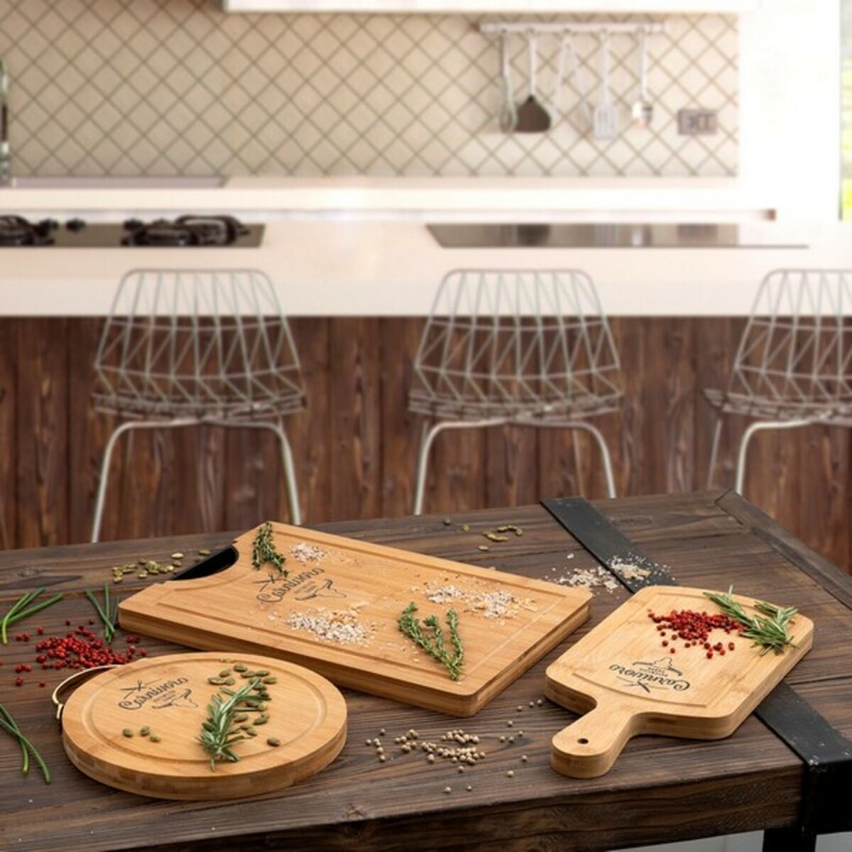 Разделочная доска Quid Carnivoro Коричневый Деревянный Сталь 35 x 16 x 2 cm-5