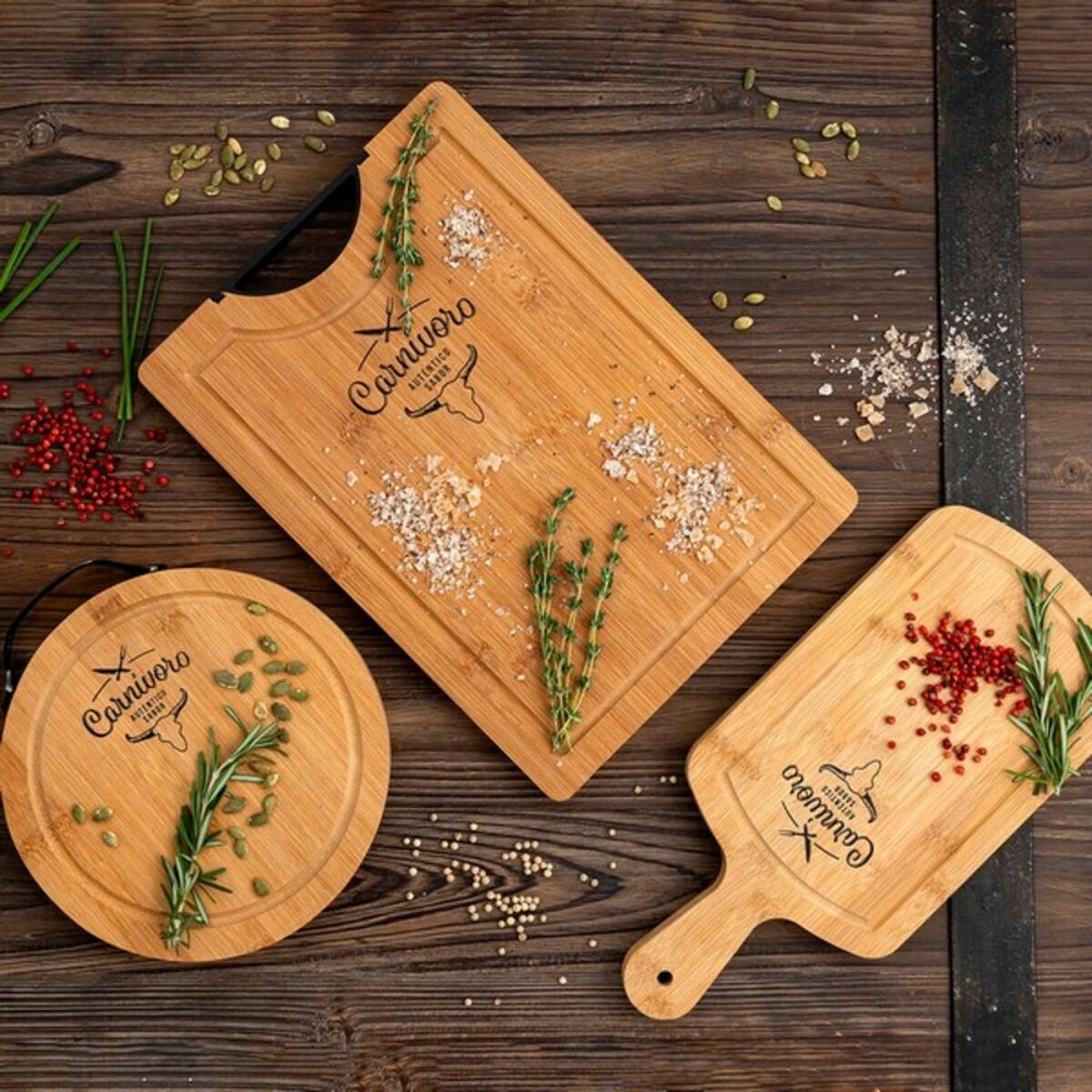 Разделочная доска Quid Carnivoro Коричневый Деревянный Сталь 22 x 2 cm-5