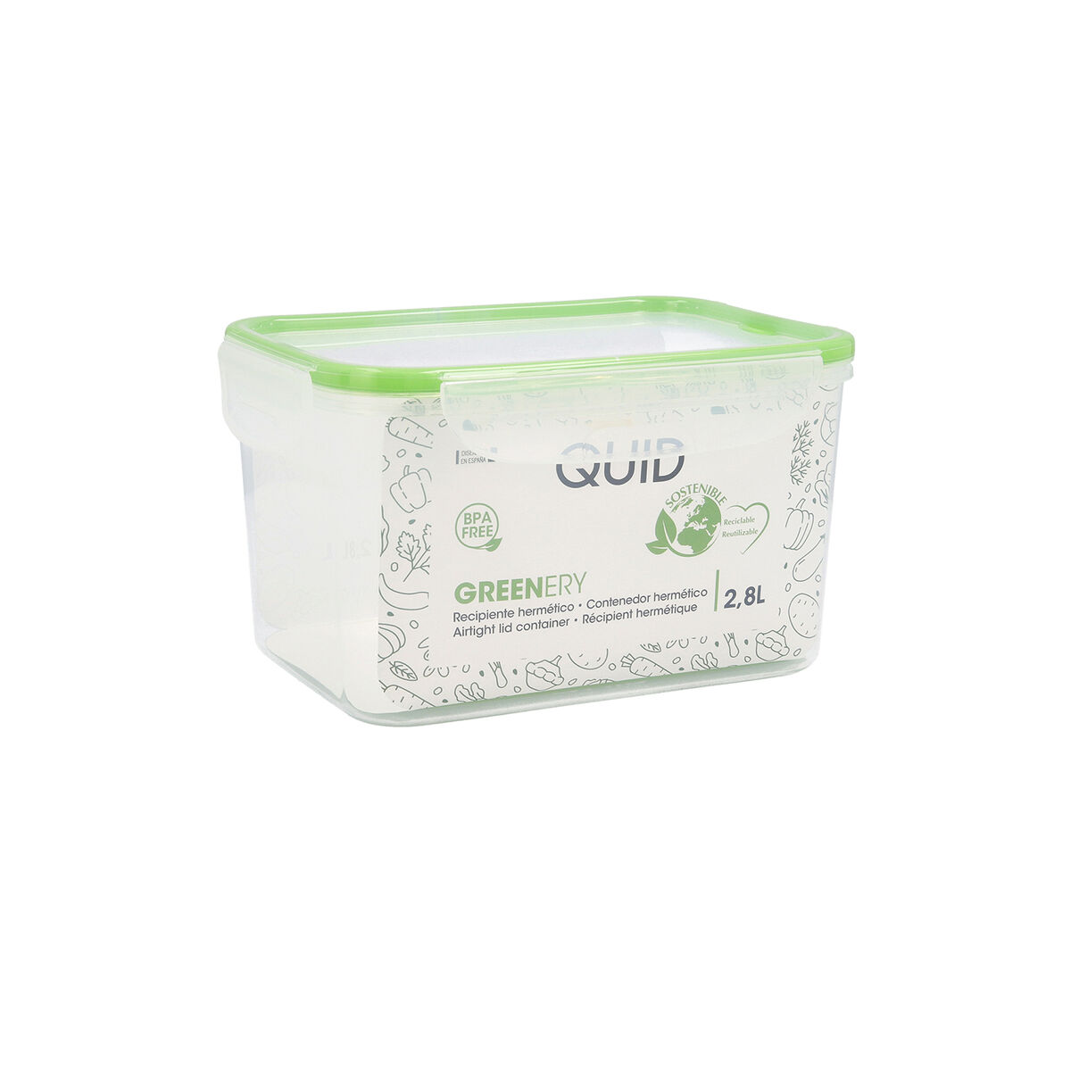 Судок Quid Greenery 2,8 L Прозрачный Пластик (4 штук) (Pack 4x)-4