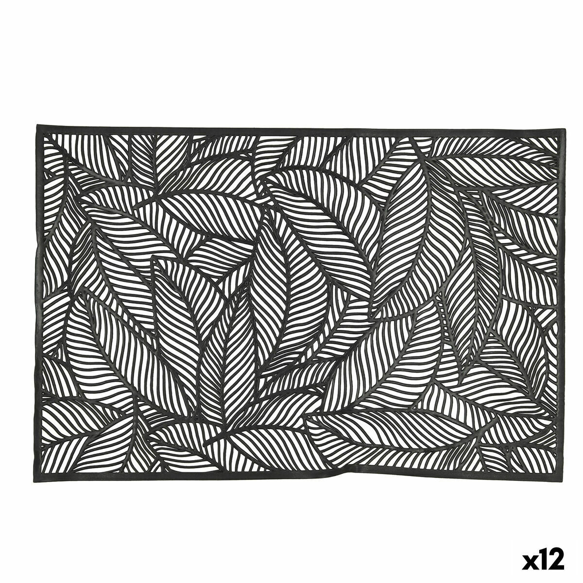 Подставка под горячее Quid Habitat Листья Чёрный 30 x 45 cm (Pack 12x)-2