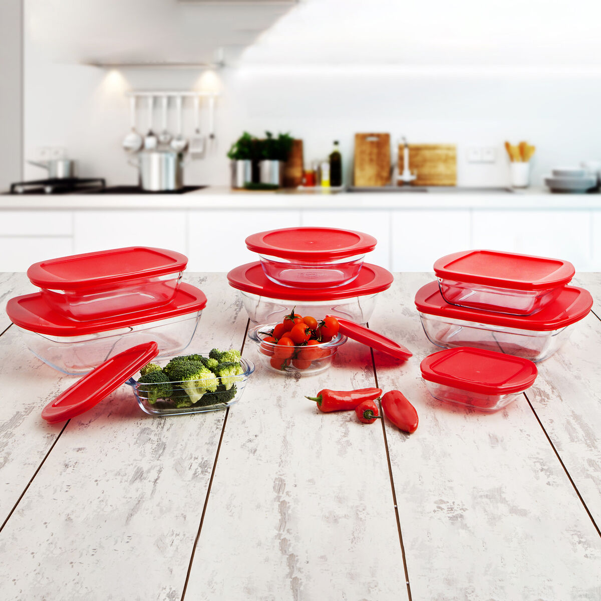 Runde Frühstückskiste mit Deckel Ô Cuisine Cook & store Ocu Rot 2,3 L 27 x 24 x 8 cm Glas Silikon (6 Stück)-3