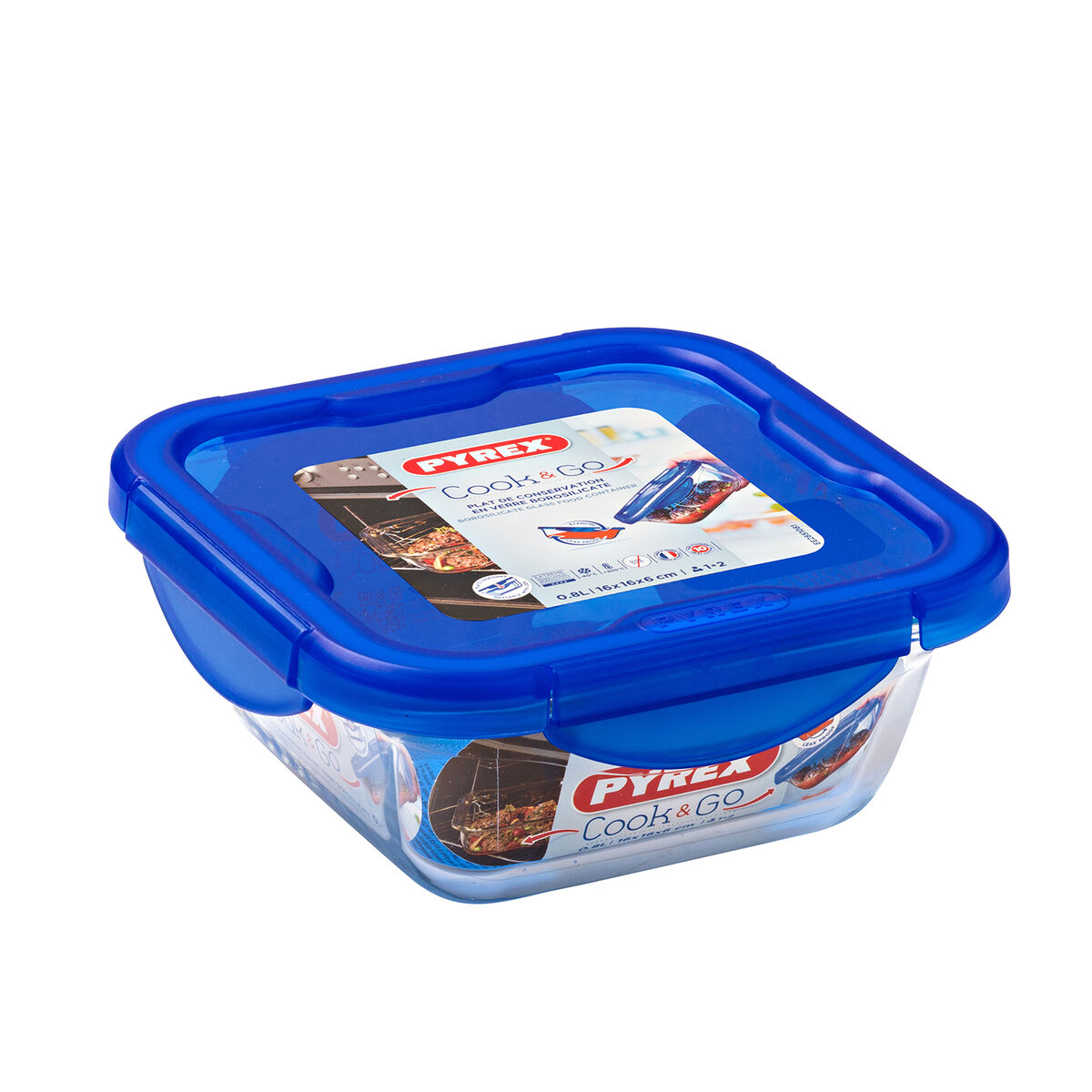 Pyrex Cook&Go 16。7 x 16。7 x 7 cm気密ランチボックス青850 mlガラス(6個)-3