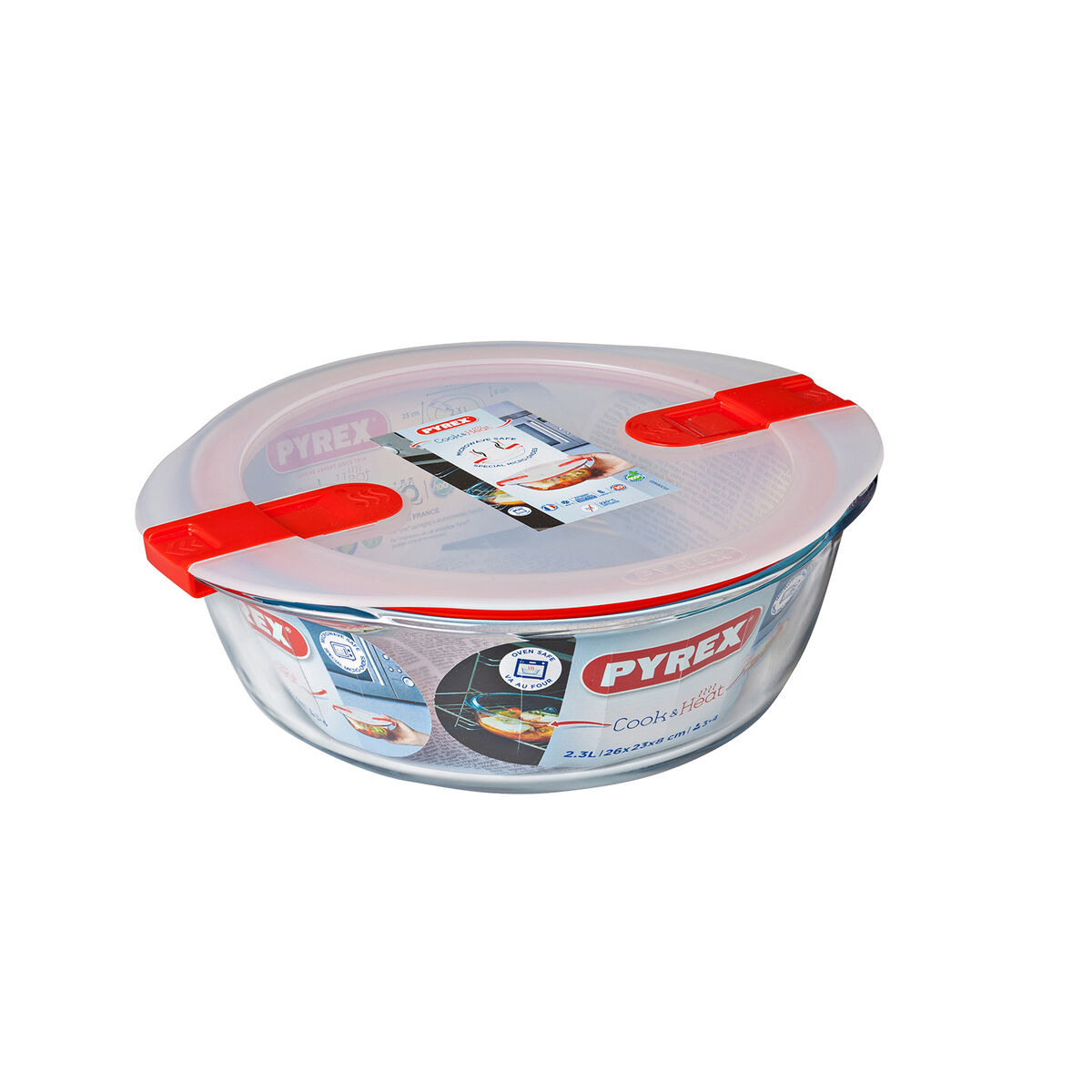 密封早餐盒Pyrex Cook&heat 26 x 23 x 8 cm2.3 L红色玻璃(6件)-4