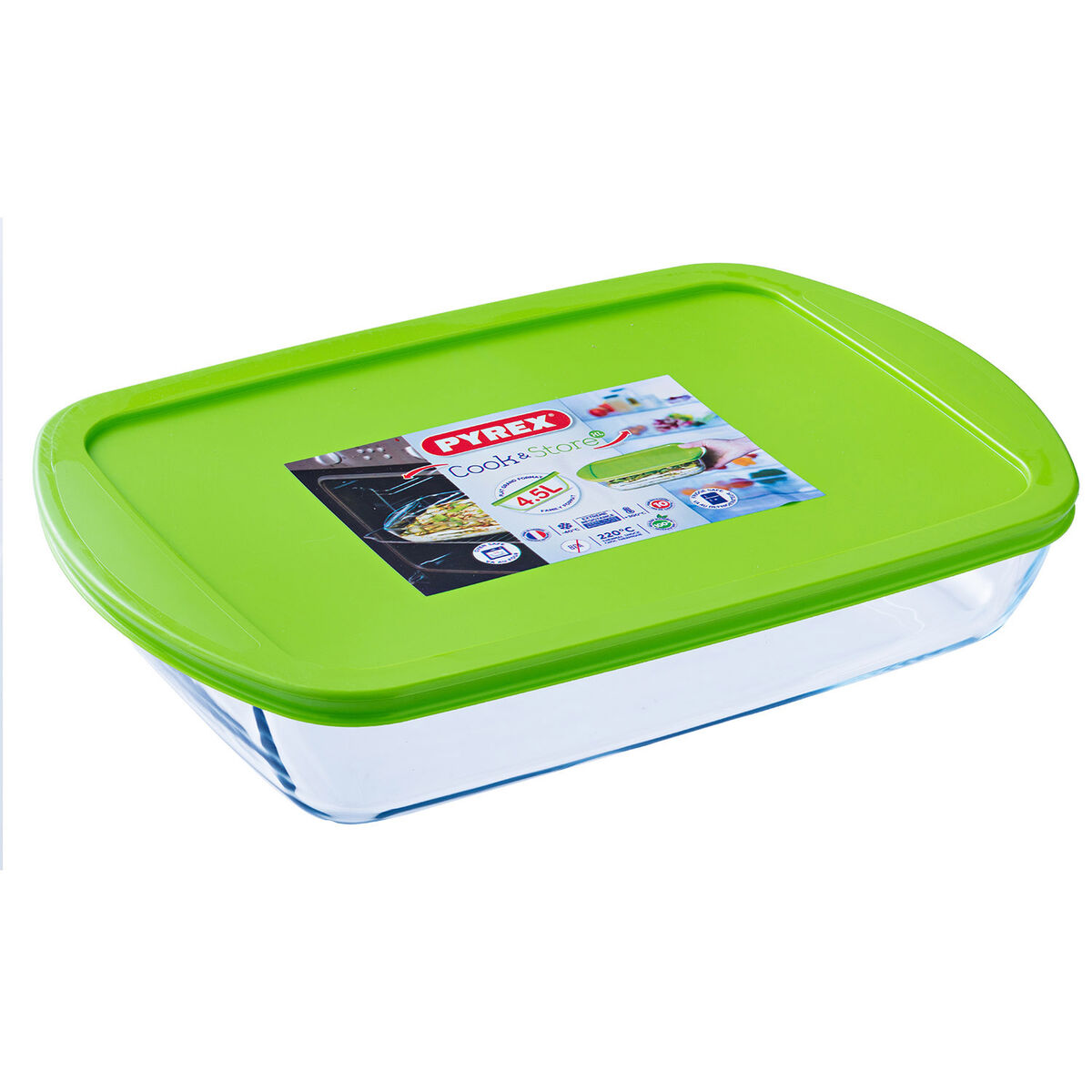 Scatola rettangolare per colazione con coperchio Pyrex Cook & store Silicone trasparente (4,5 L) (4 pezzi)-2