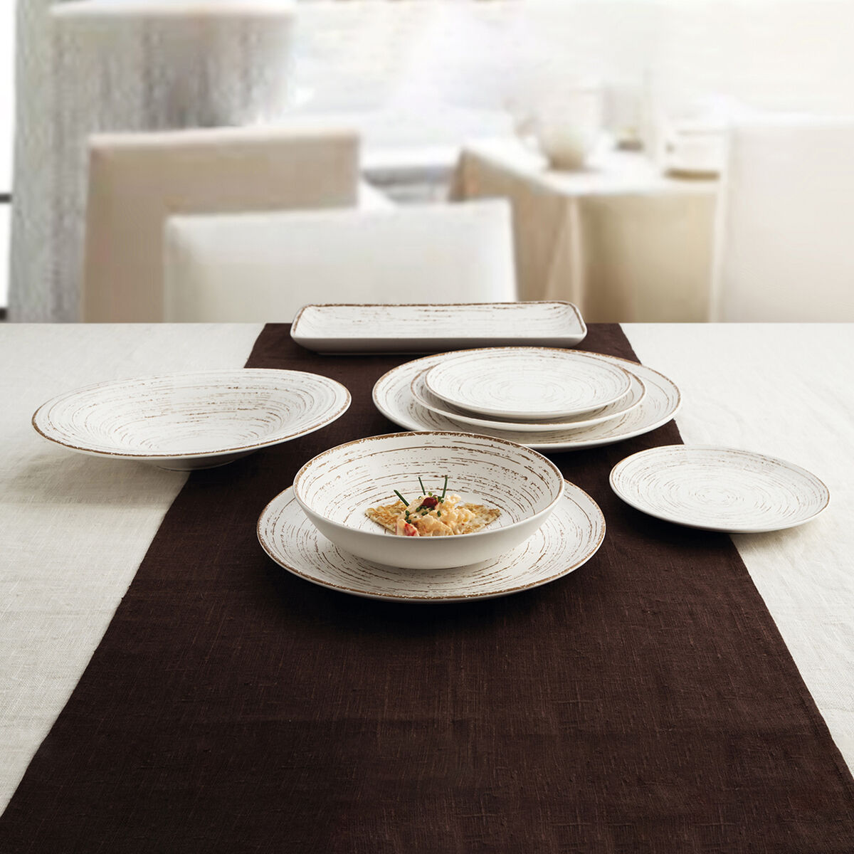 Vassoio Ariane Tornado Ceramica bicolore (36 x 16,5 cm) (6 pezzi)-3