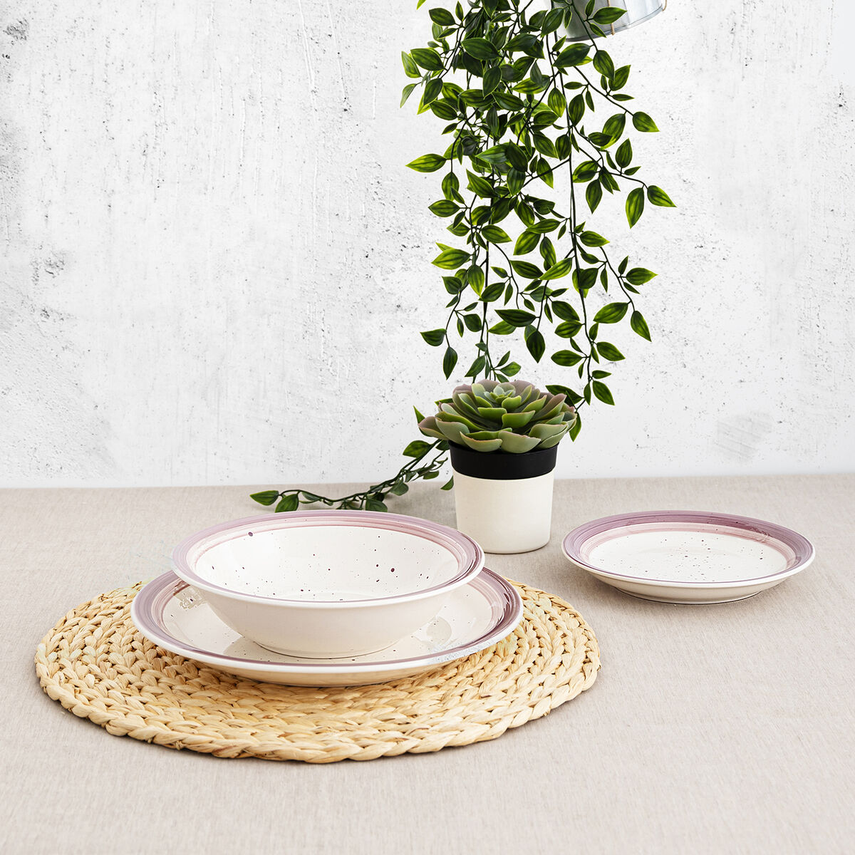لوحة مسطحة Quid Allegra Peoni Ceramics ثنائية اللون (U 27 سم) (12 قطعة)-2