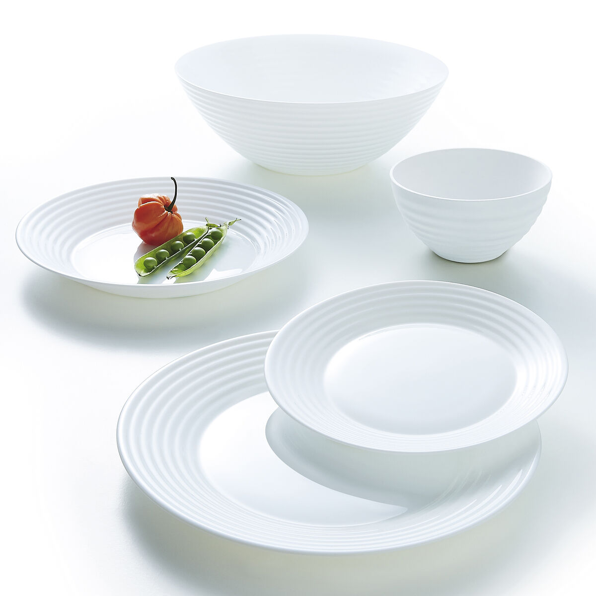 طبق حلوى الزجاج الأبيض من Luminarc Harena (19 سم) (24 قطعة)-3