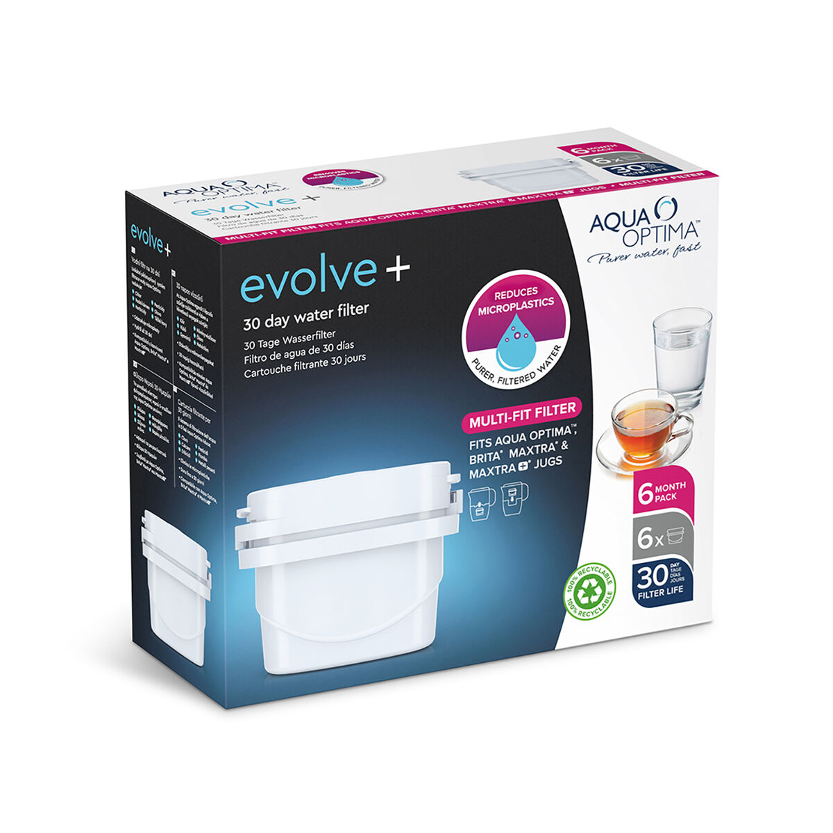Filtro de taza de filtro Aqua Optima Single Life Evolve (6 piezas)