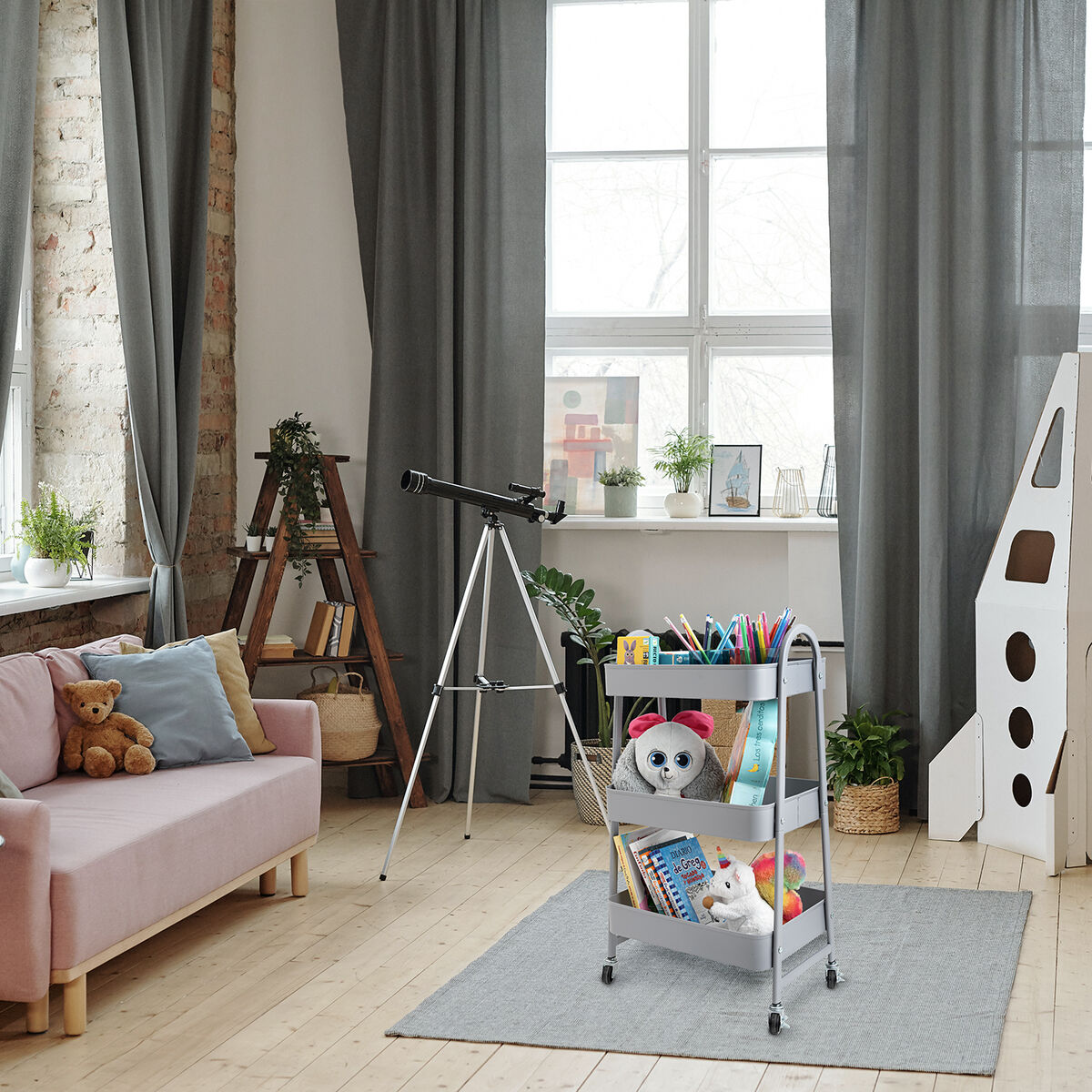 Mobile stand Quid Casio Grey Metal 45 x 30.6 x 77.5 cm-3