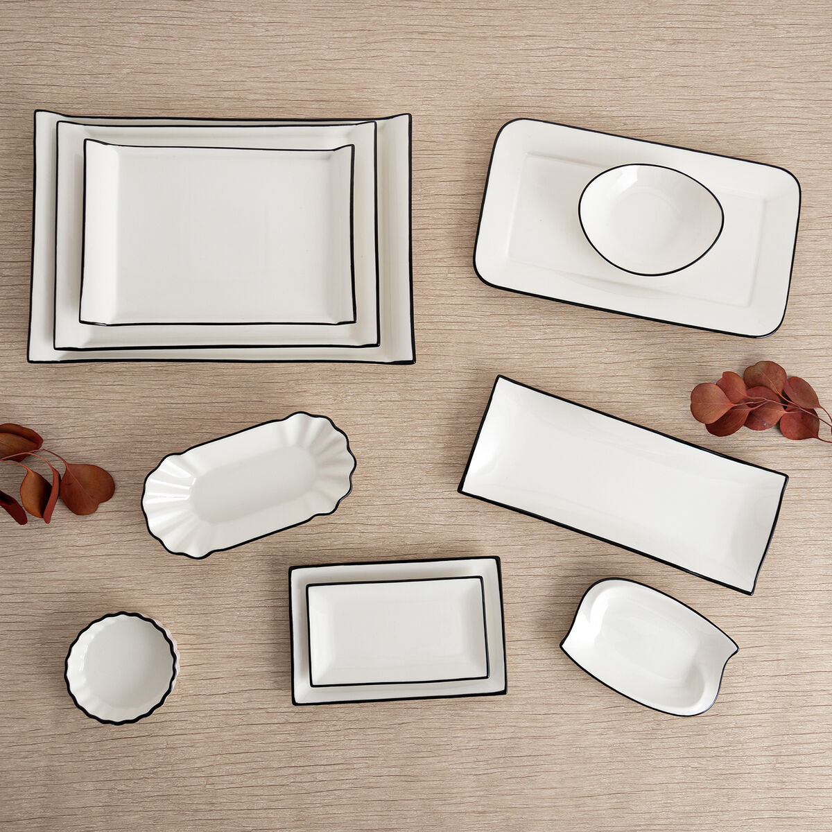 Quid Gastro Snack Tray White Black Ceramics 20.5 x 11 x 3.5 cm (12 pieces)-3