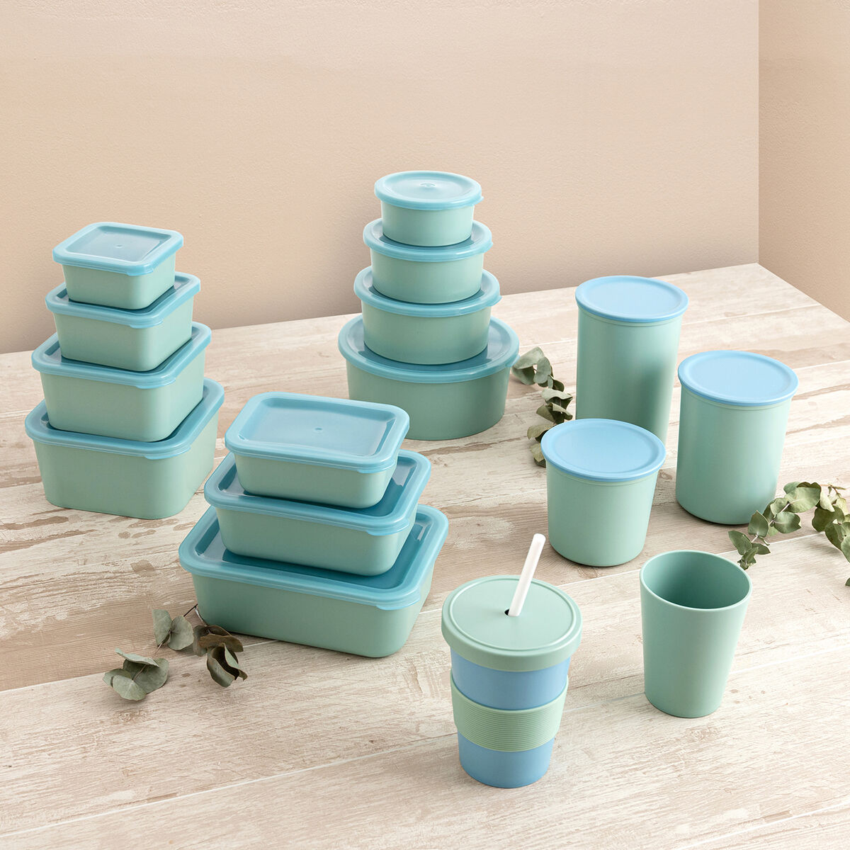 Boîte de petit déjeuner ronde avec couvercle Quid Inspira 1,34 L en plastique vert (12 pièces)-2