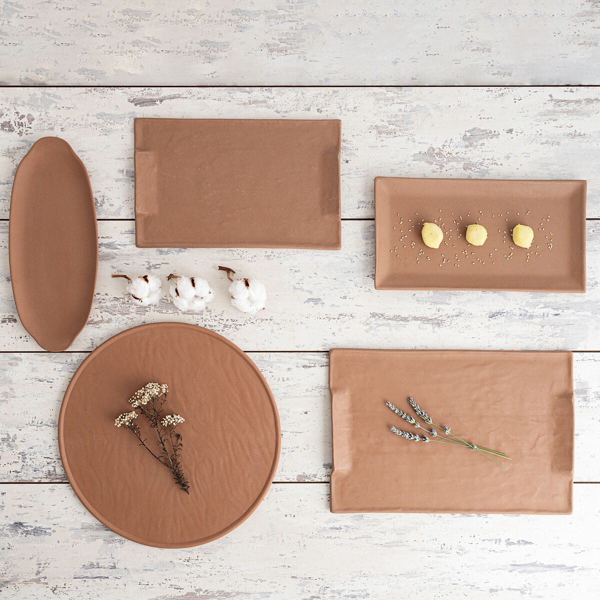 Small plate Quid Mineral Terracotta Ceramics 33 cm (6 pieces)-3