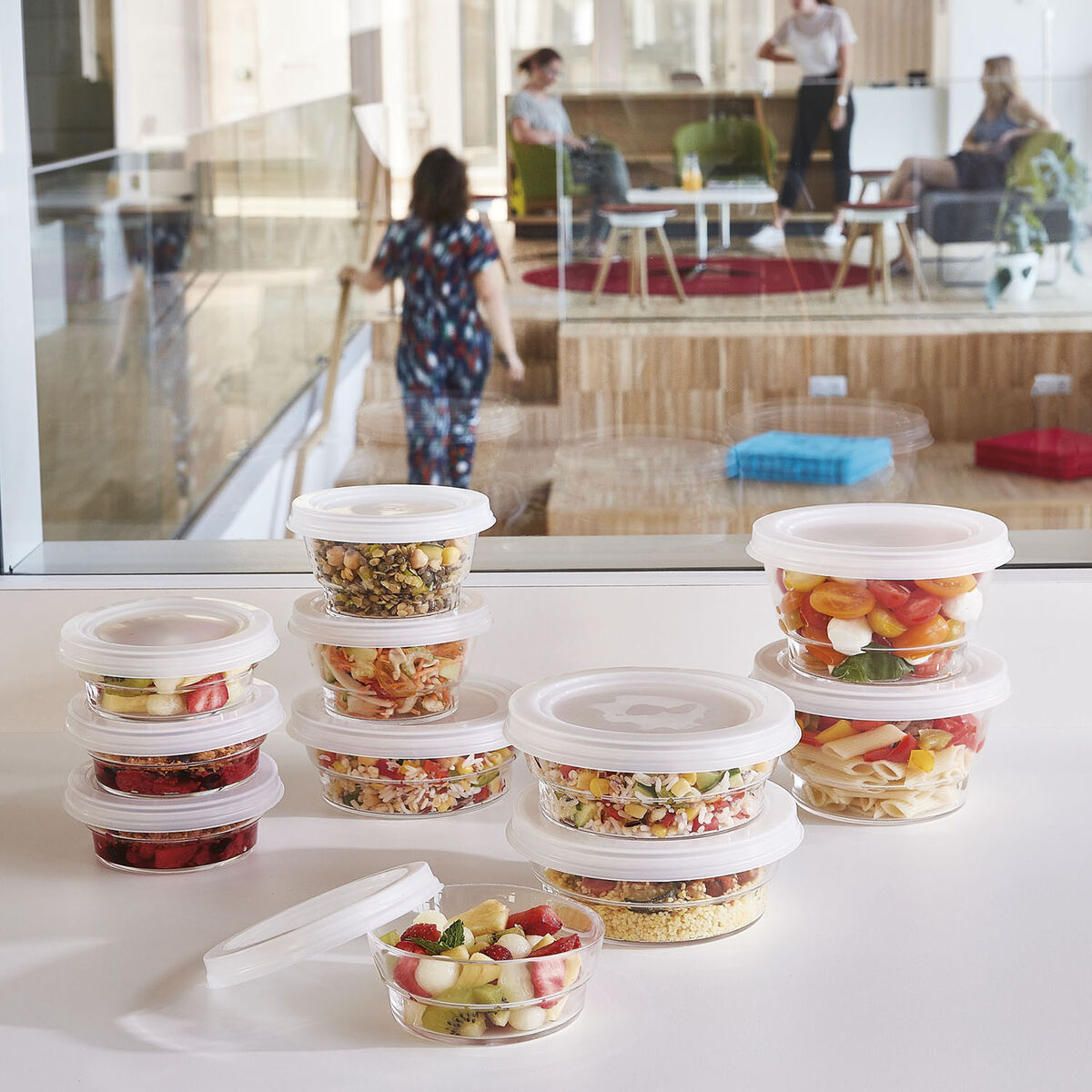 Круглая коробочка для завтраков с крышкой Arcoroc So Urban Двухцветный Cтекло 1,1 L (12 штук)-4