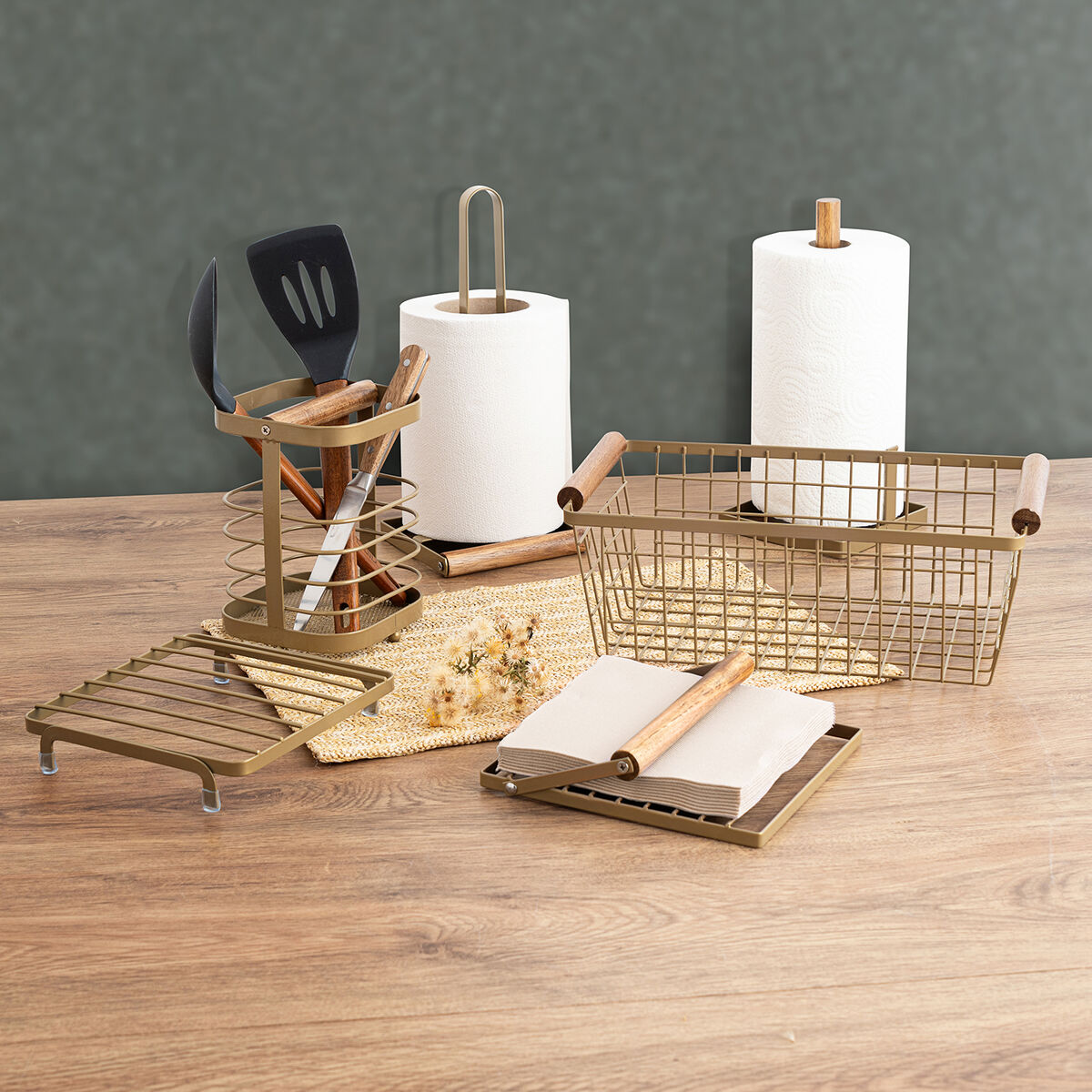 Kitchen paper holder Bidasoa Tiara Steel Copper 15 x 32 cm-2