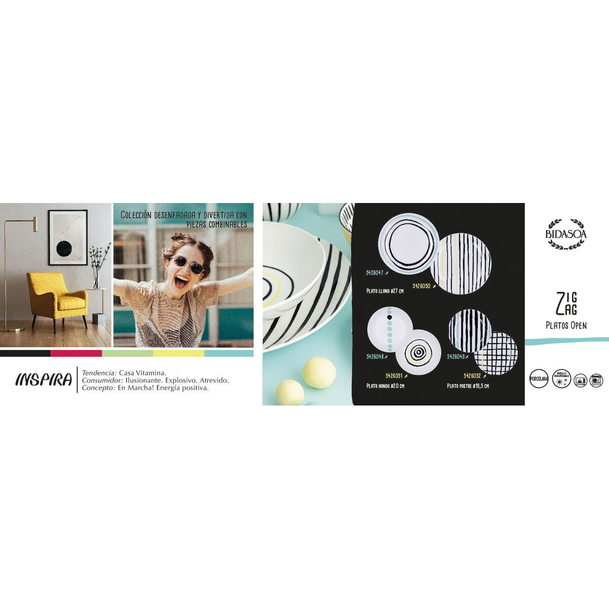 Deep dish Bidasoa Zigzag Multicolored Ceramics 20 cm (12 pieces)-3