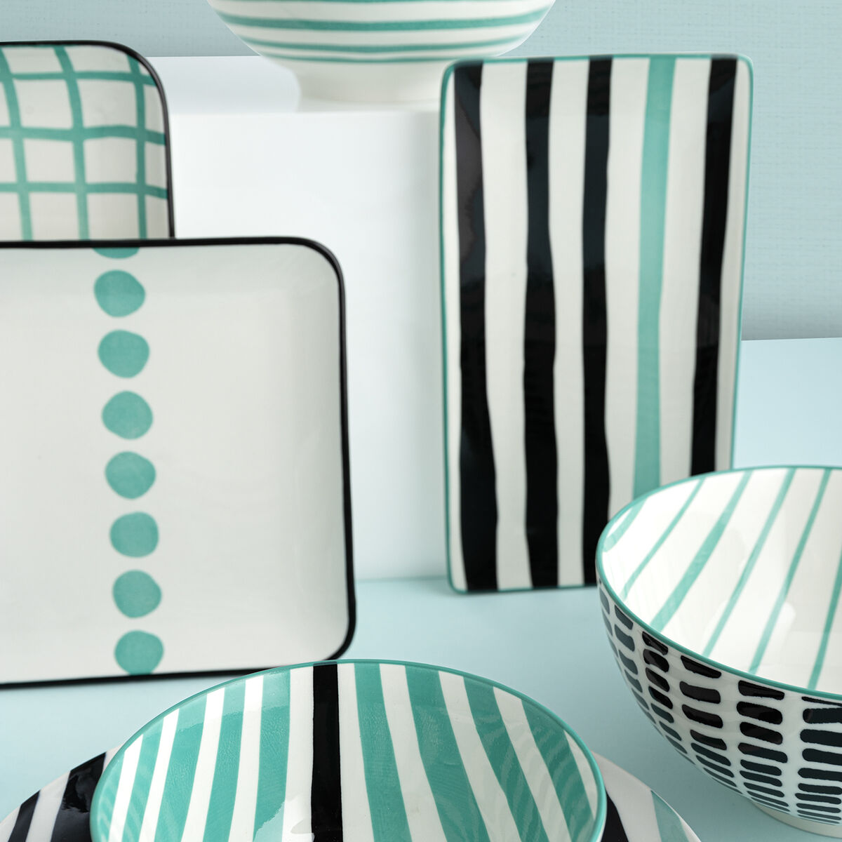 Bidasoa Zigzag snack tray Multi-coloured Ceramic 21 x 21 cm (6 pieces)-4