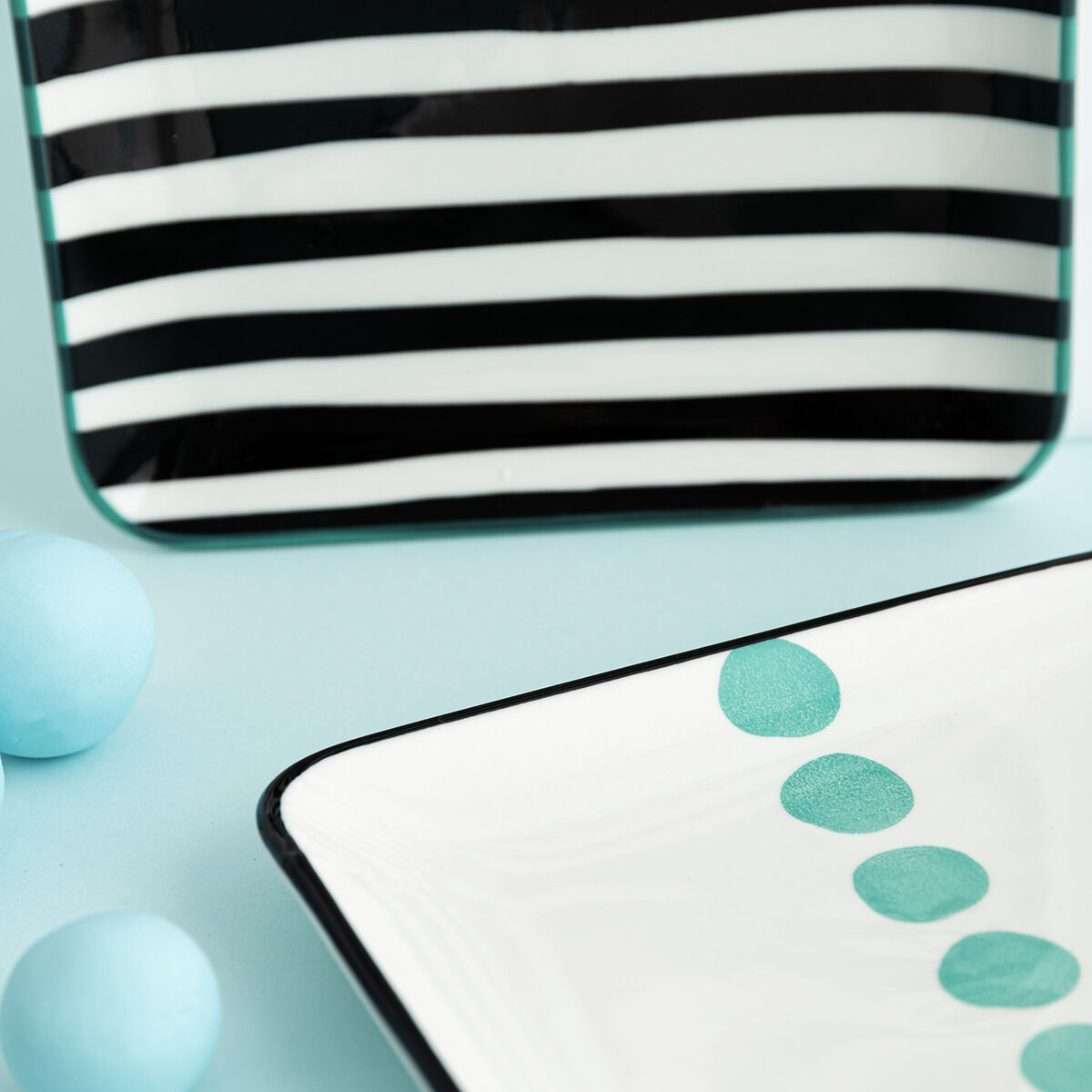 Snack tray Bidasoa Zigzag Multicolored Ceramics Square 15 x 15 cm 2 pieces-5