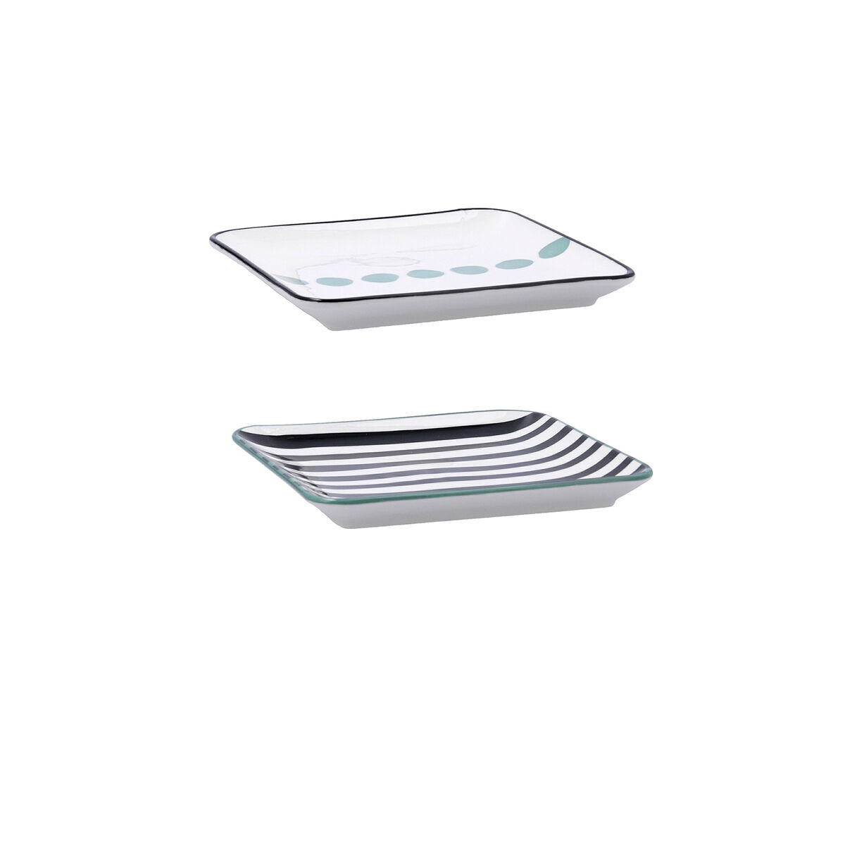 Snack tray Bidasoa Zigzag Multicolored Ceramics Square 15 x 15 cm 2 pieces-6