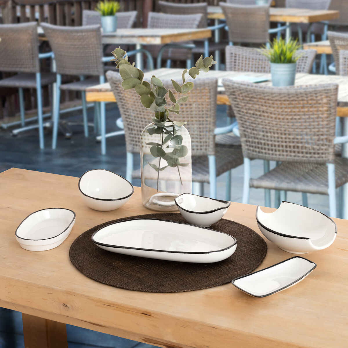 Ariane Vital Filo Snack Tray White Black Ceramics Alumina 17.3 x 2.6 x 10 cm (8 pieces)-2