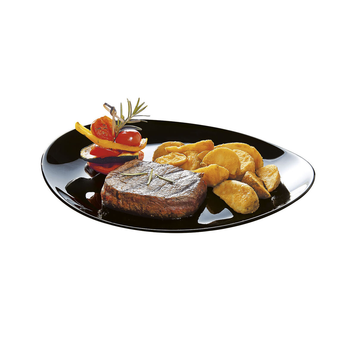 Flat plate Luminarc Friends Time Black Glass 30 x 26 cm Meat (12 pieces)-2