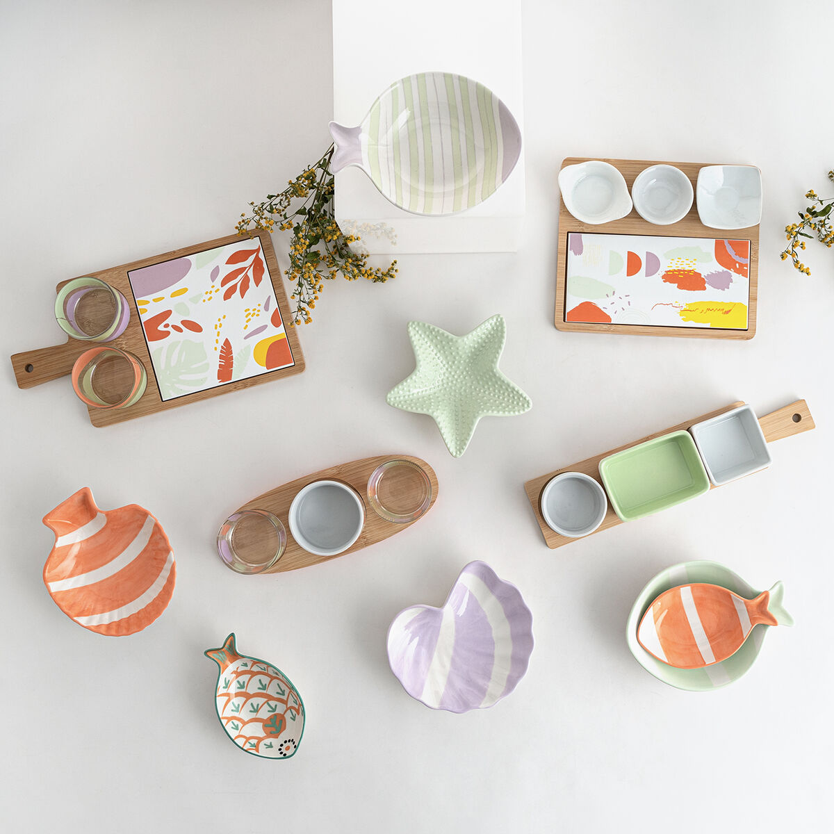 Dish Quid Kaleido Two-Tone Ceramics Fish 15 x 13 x 4 cm (4 pieces)-5