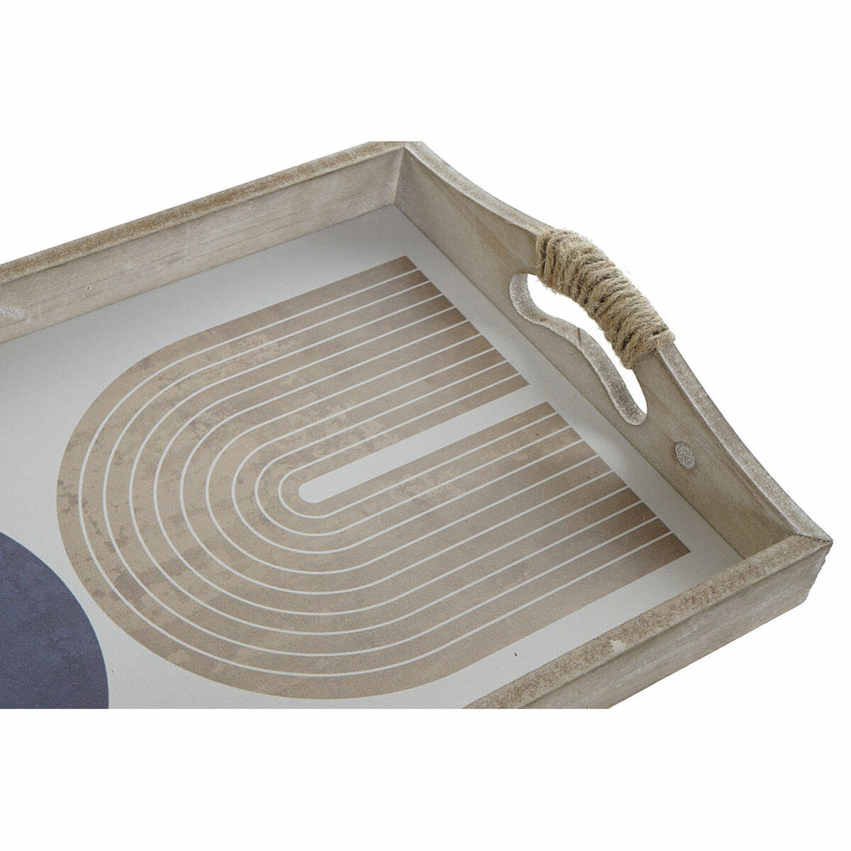 Tray DKD Home Decor 40.6 x 30 x 6 cm Beige Blue Wooden MDF (2 pieces)-3