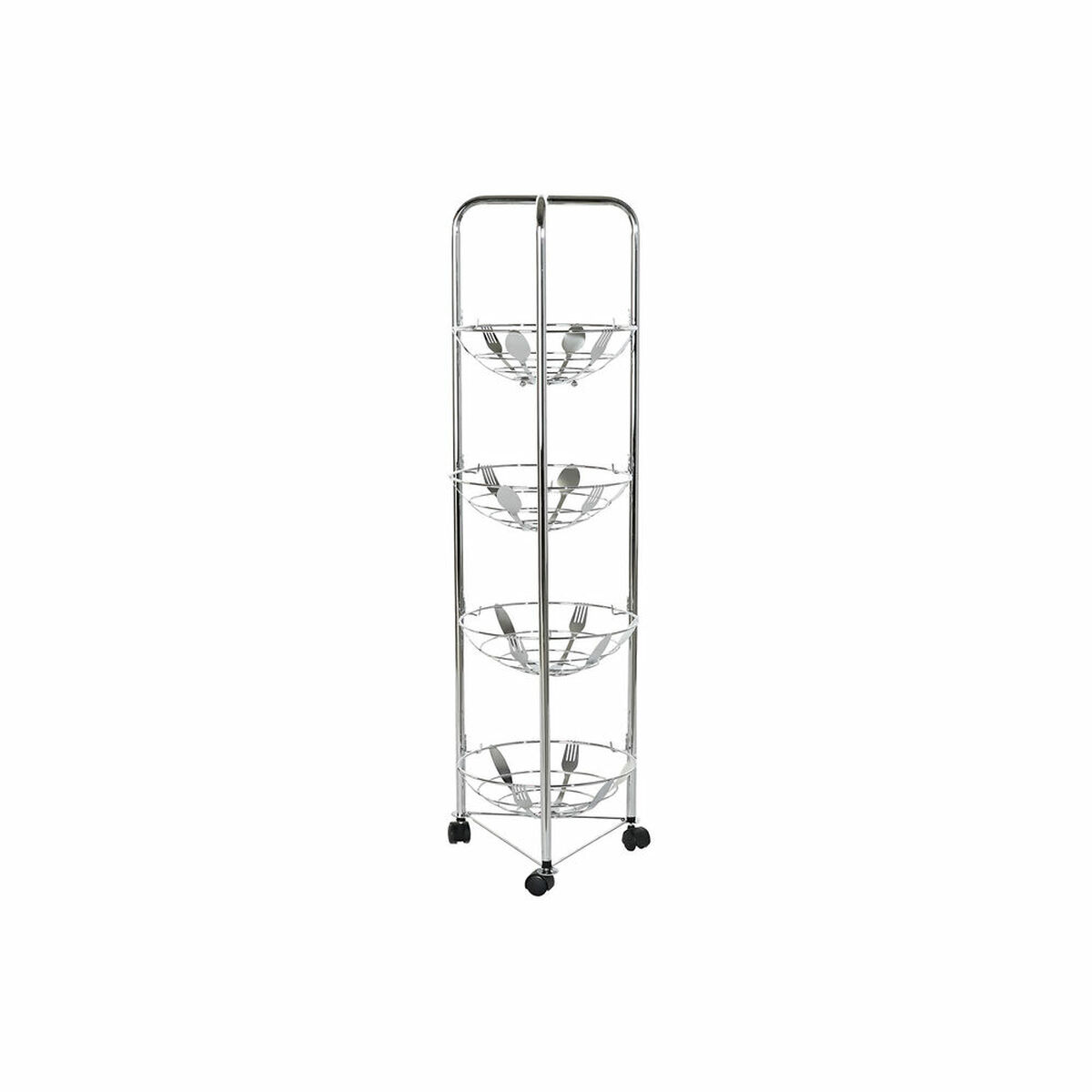 Ваза для фруктов DKD Home Decor 28 x 28 x 95 cm Серебристый Нержавеющая хромированная сталь