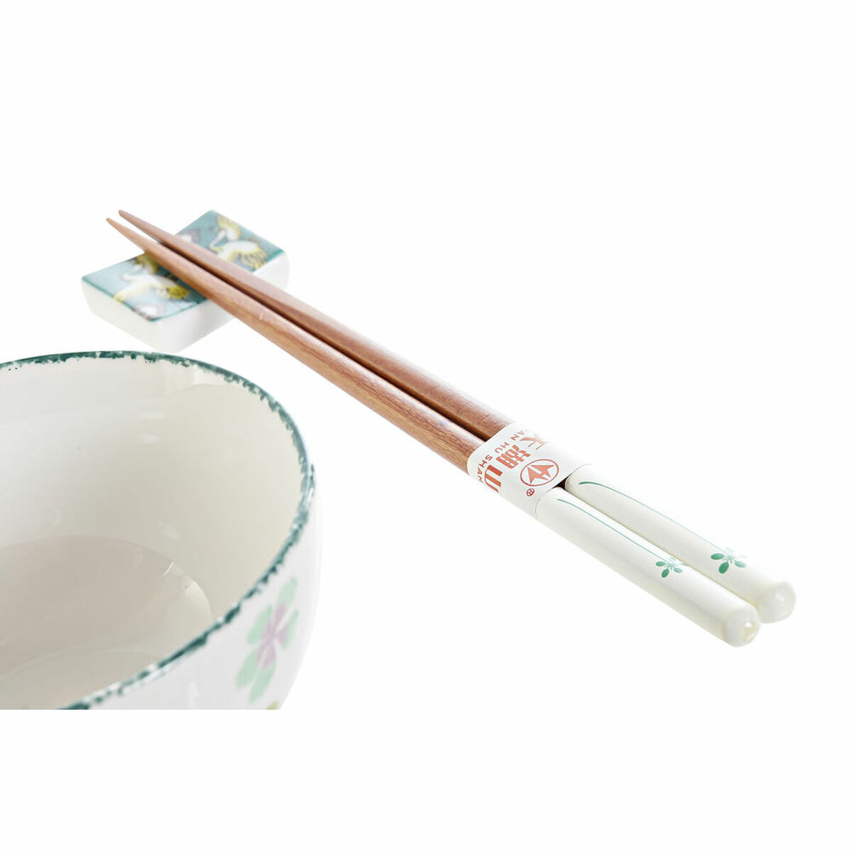 DKD Home Decor Sushi Set 25 x 25 x 6.5 cm China Wooden White Green Oriental (6 Items) (25 x 25 x 6.5 cm) (6 pcs)-2