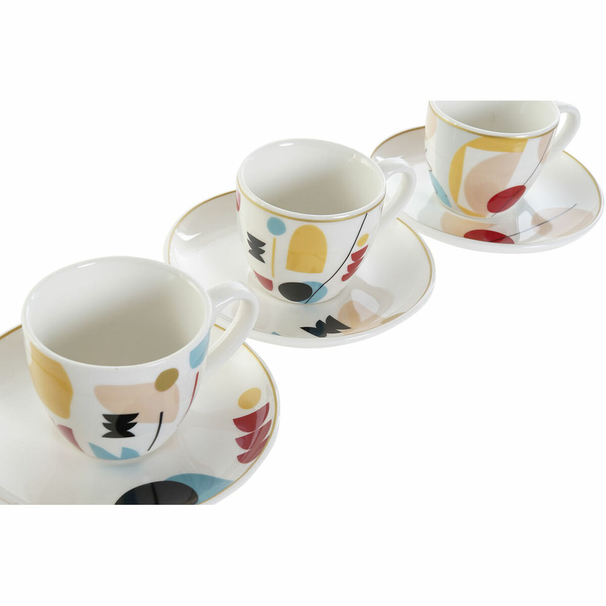 Набор из кофейных чашек DKD Home Decor Абстракция 80 ml Белый Разноцветный-3