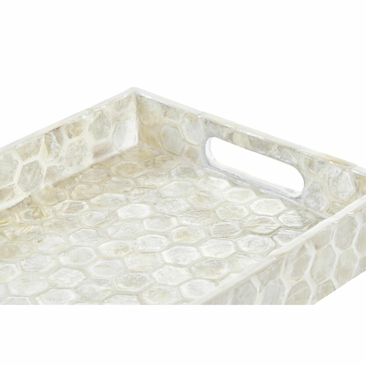 Snack tray DKD Home Decor Mosaic White Mother of Pearl 30 x 20 x 4 cm Boho-3