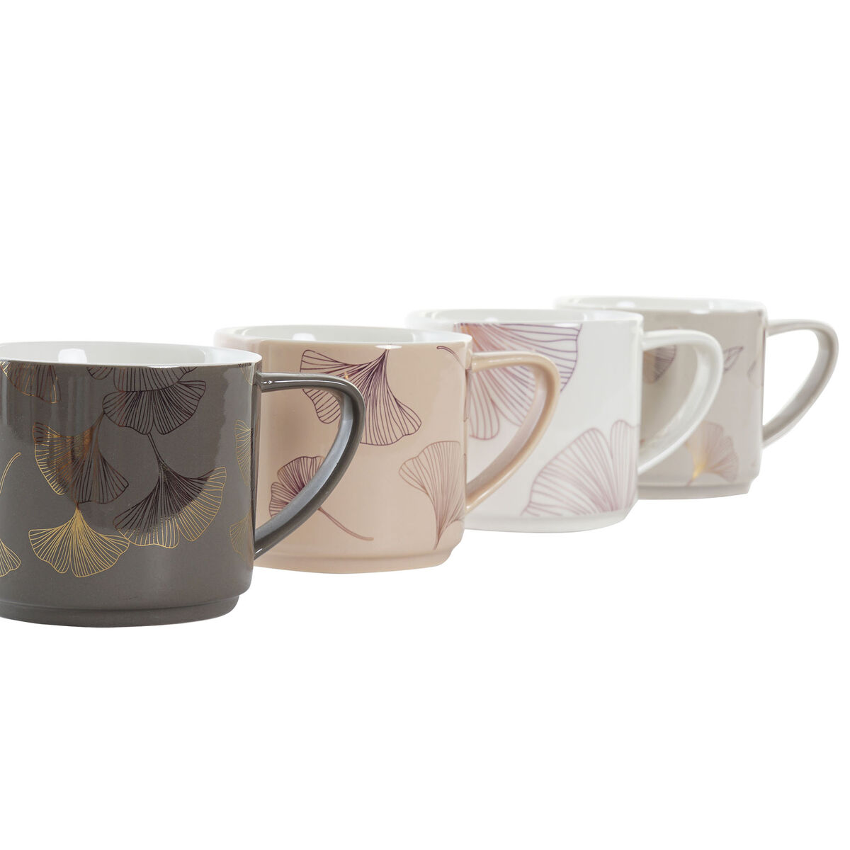 Набор из 4 кружек Mug DKD Home Decor Белый Бежевый Серый Розовый Металл 330 ml 13 x 9 x 8 cm-2