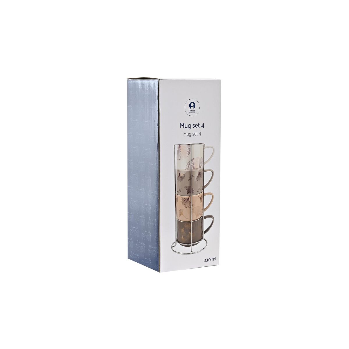 Набор из 4 кружек Mug DKD Home Decor Белый Бежевый Серый Розовый Металл 330 ml 13 x 9 x 8 cm-5