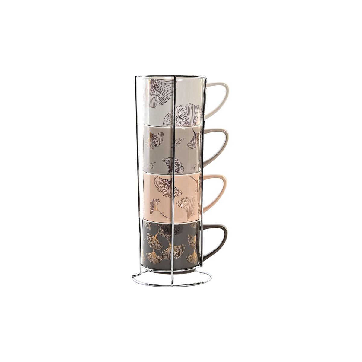 Набор из 4 кружек Mug DKD Home Decor Белый Бежевый Серый Розовый Металл 330 ml 13 x 9 x 8 cm-6