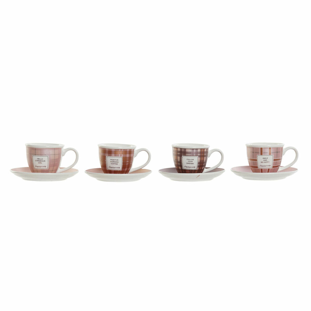 Набор из кофейных чашек DKD Home Decor Белый Коричневый Розовый 90 ml 4 Предметы-2